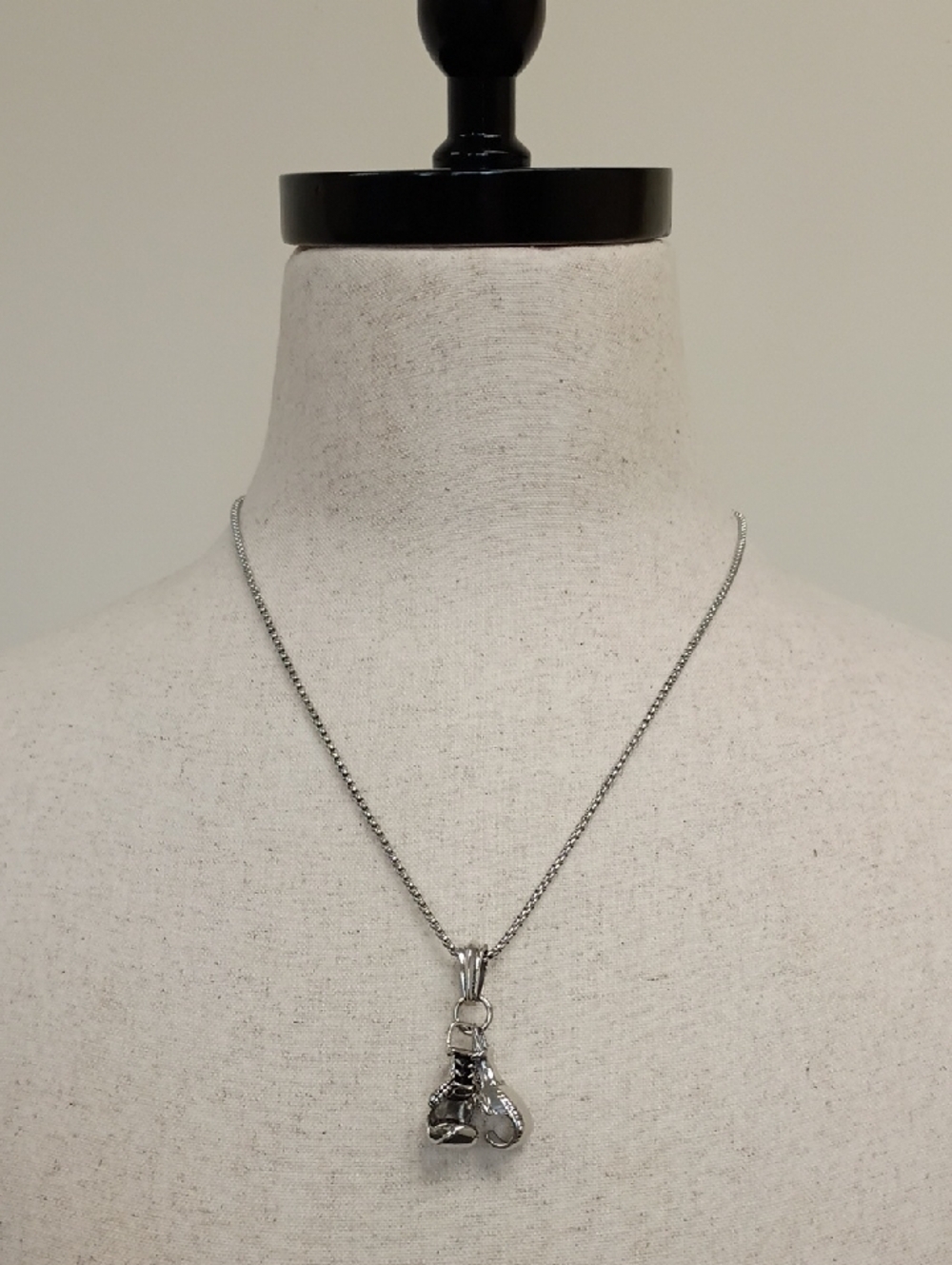 Silver Boxing Gloves Pendant Necklace Athletic Sport Charm Jewelry